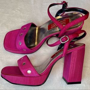 Hot Pink Esprit Ankle Strap Block Heels Size 6